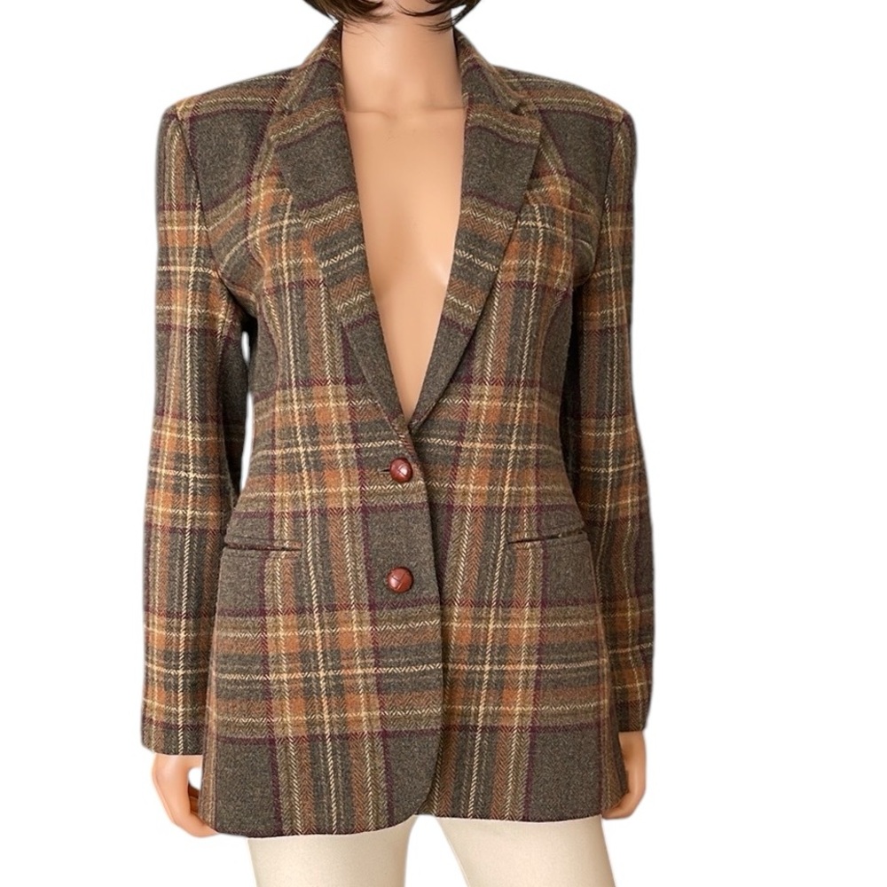 Lauren Ralph Lauren Heritage Plaid Wool Blazer Tailored Equestrian Jacket - Picture 13 of 14